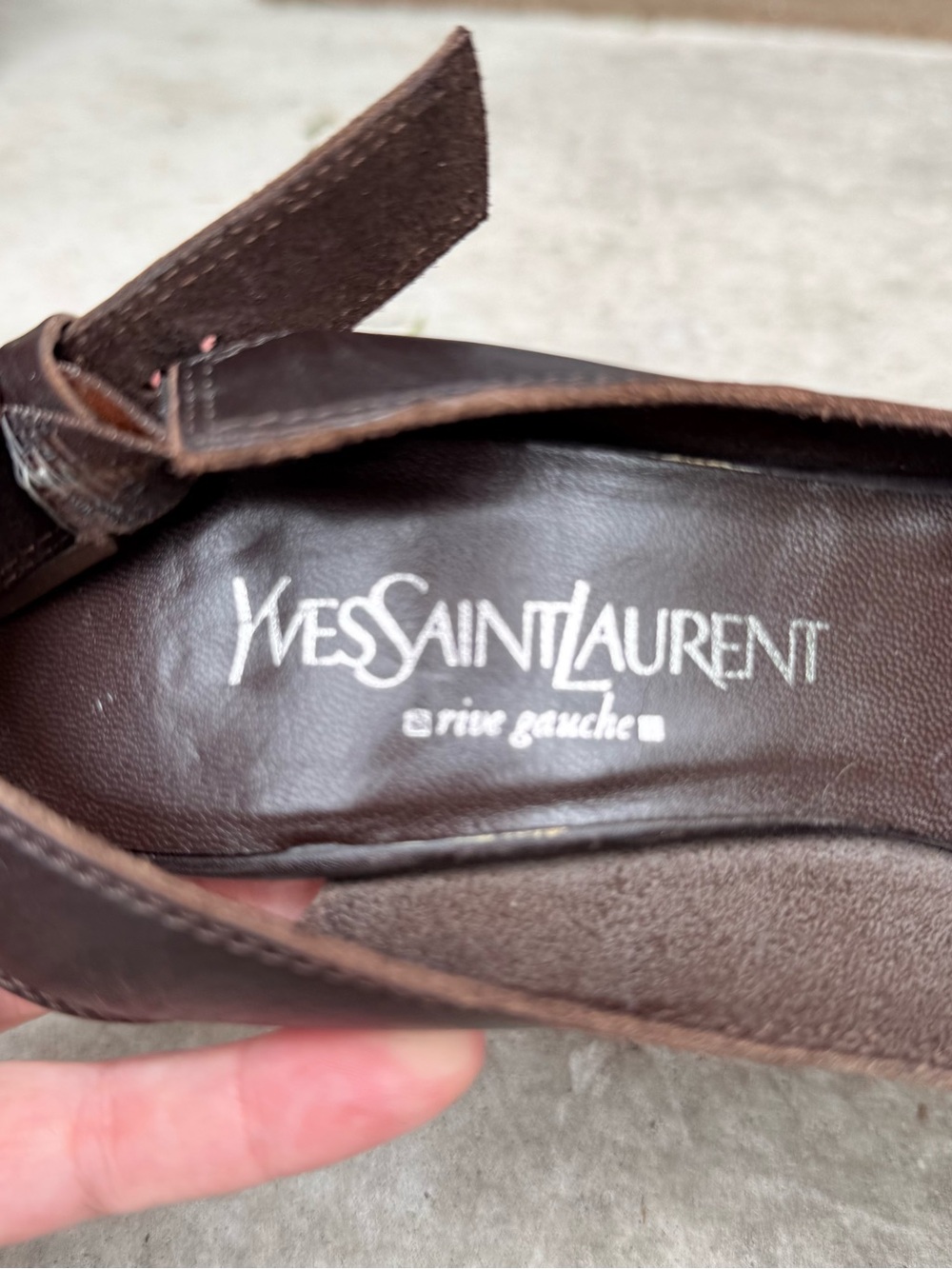 YSL Dark Brown Leather Slingback Pumps - Picture 5 of 6